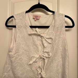White Floral Lace Bow Top